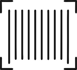  Barcode Icon in Minimalist Black Line Vector Style for Inventory Apps, Retail Checkout Systems, and Mobile Scanning Interfaces on Transparent Background