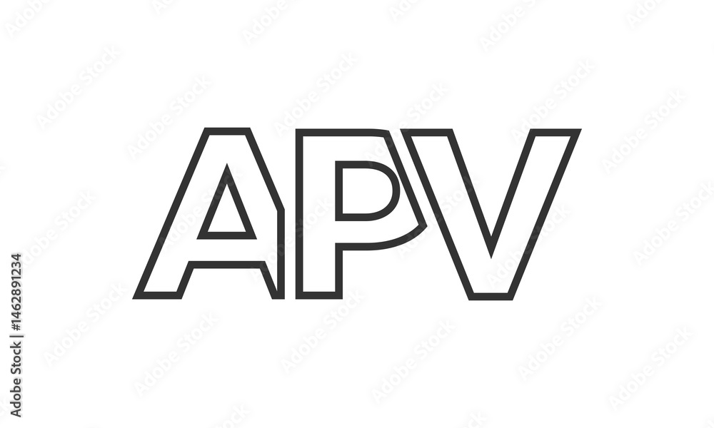 Poster apv logo design template with strong and modern bold text. initial based vector logotype featuring s
