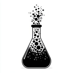 Black and White Erlenmeyer Flask with Bubbles