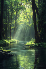 Obraz premium Untouched Serenity: A Glimpse into the Untamed Beauty of Pristine Wilderness