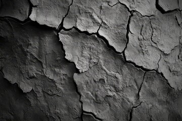 Fototapeta premium Close-up view of textured cracked dark gray surface.