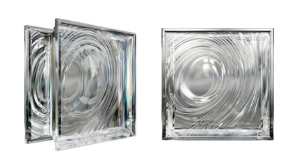Transparent glass block for interior design. Aesthetic and modern shape of textured. Capturing abstract patterns and light distortion. Building assortment for home, bathroom and office.