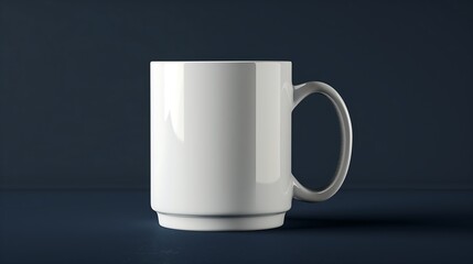 Obraz premium white ceramic mug glass standing on navy blue background,porcelain,food,cafe