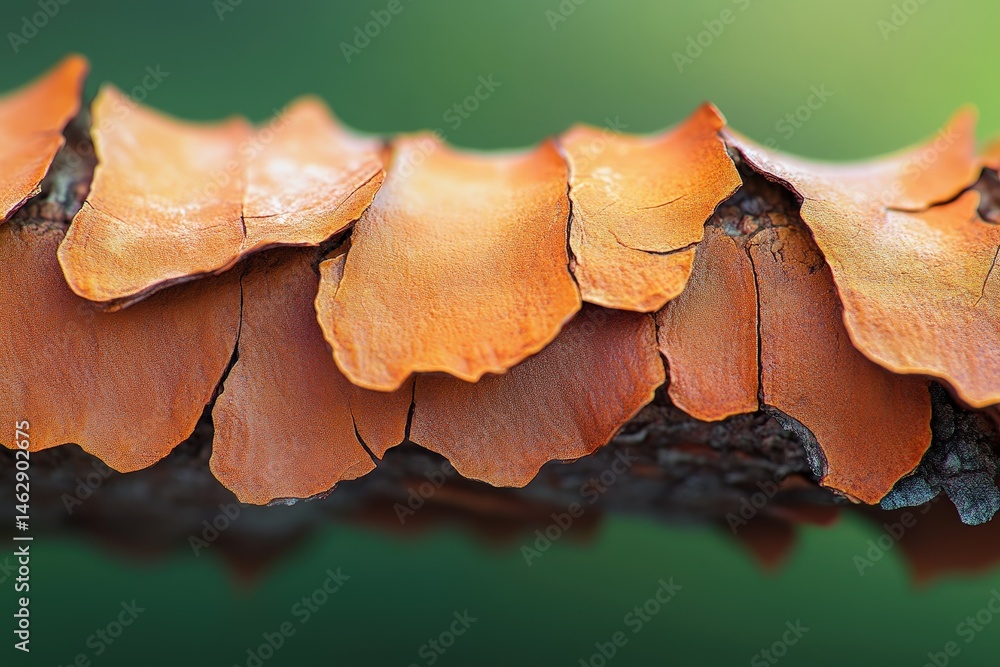 Poster close-up view of textured bark on a branch.