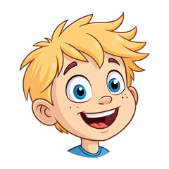 Obraz premium Cheerful Cartoon Portrait of a Young Boy's Face with Blonde Hair on Transparent Background