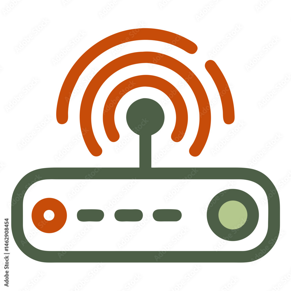 Poster wireless router with signal waves in minimalistic design