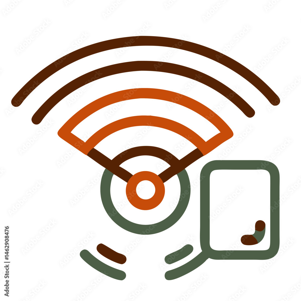 Poster wireless signal icon with smartphone in minimalist style