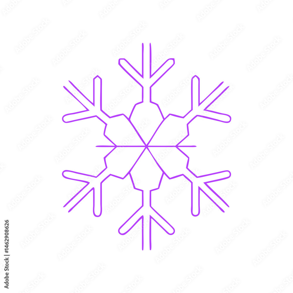 Poster geometric snowflake design in minimalist style with purple lines