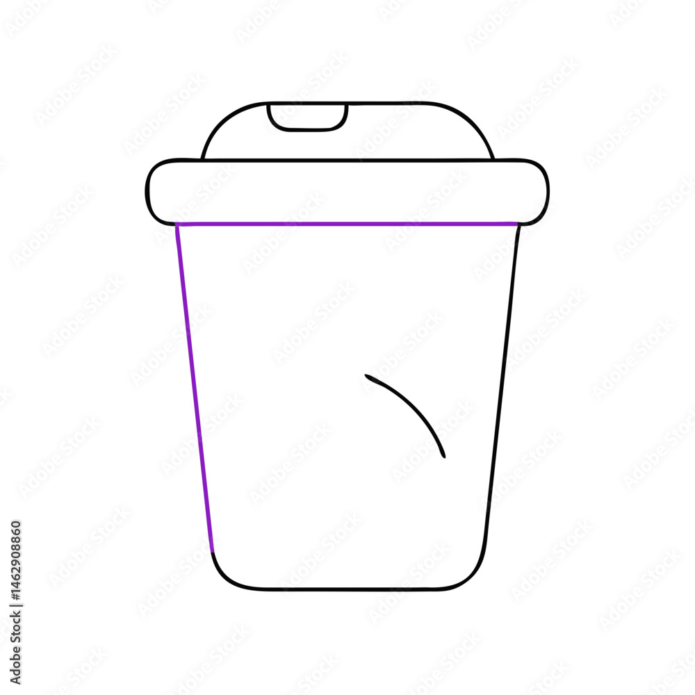 Poster outline of a trash bin with a lid in minimalist style