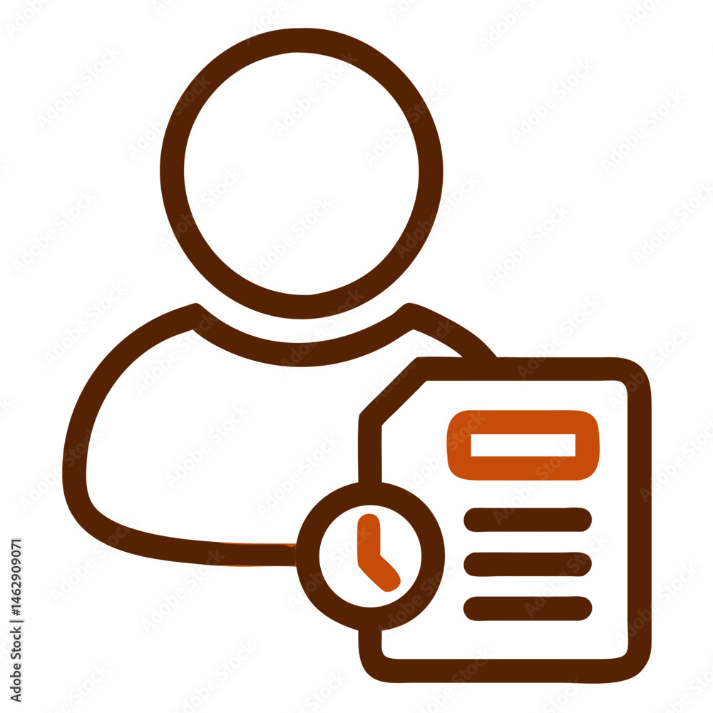 Poster user profile icon featuring document and clock