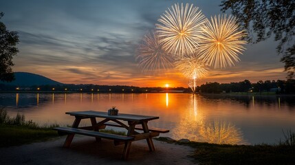 A Symphony of Light Over Serene Waters at Twilight