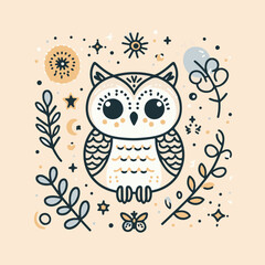 Majestic Owl sitting under a tree