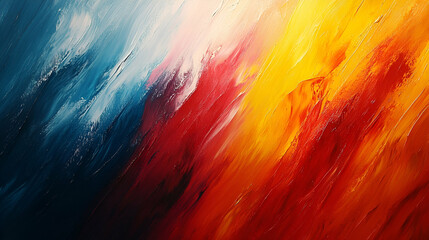 Abstract Painting with Blue Red and Yellow Brushstrokes