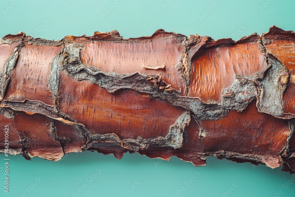 Poster close-up view of textured bark on a tree branch.