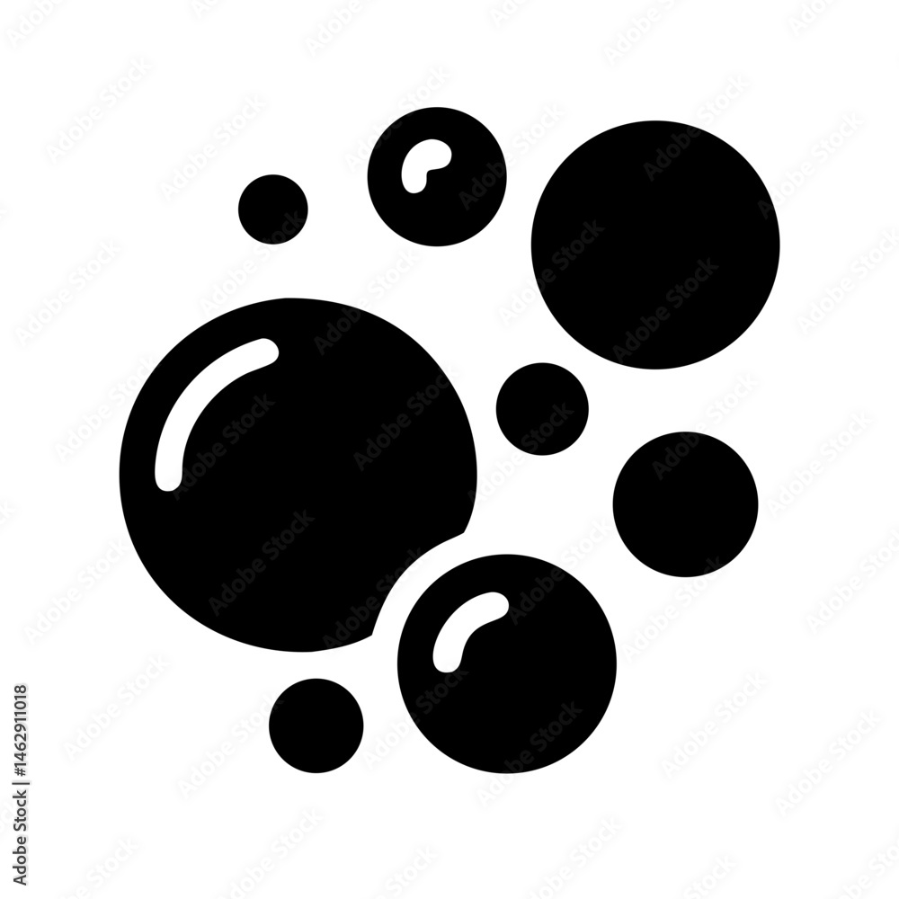 Poster soap bubbles silhouette on transparent background for web and graphic design