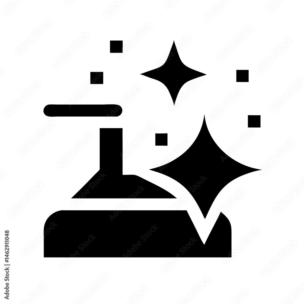 Poster sparkling clean surface silhouette on transparent background for web and graphic design