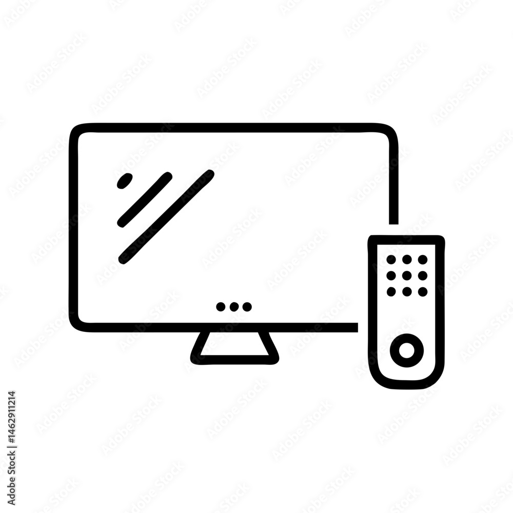 Poster television with remote on transparent background for web and graphic design
