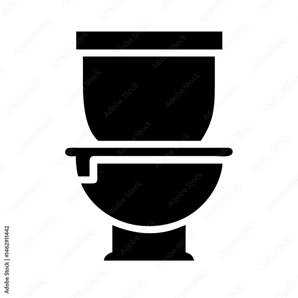 Poster toilet with lid open silhouette on transparent background for web and graphic design