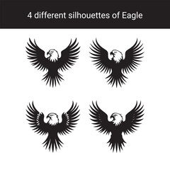 Fototapeta premium Set of Eagle Silhouettes Vector Illustrations of Eagles with Spread Wings