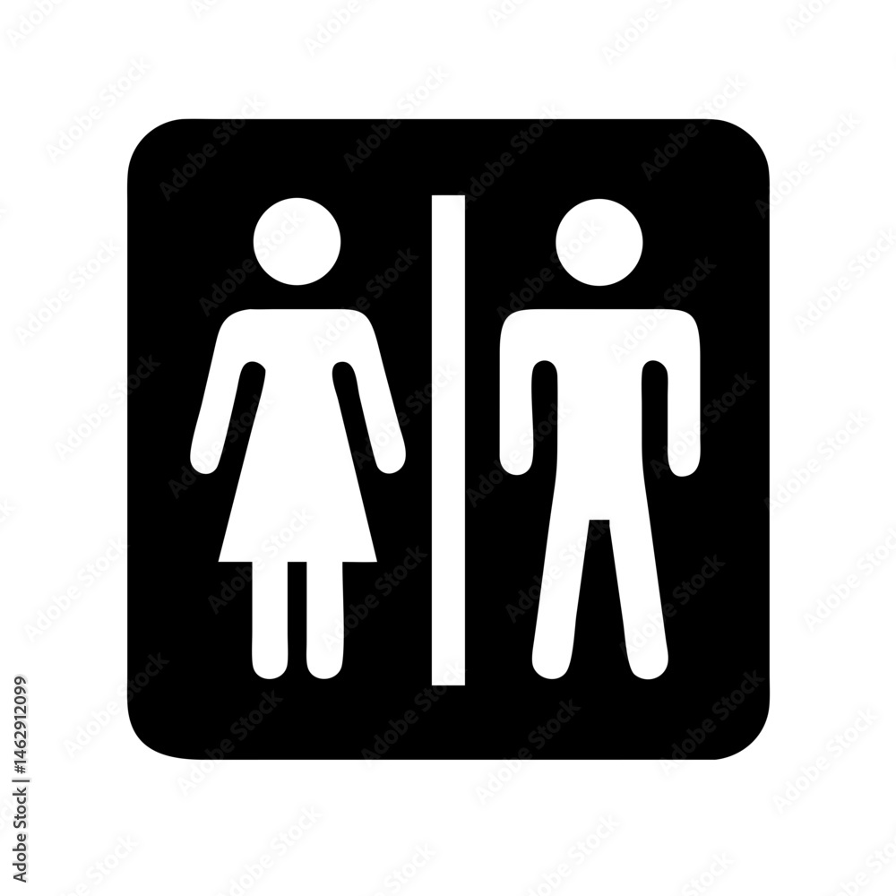 Poster wc sign silhouette on transparent background for web and graphic design