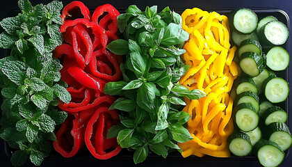 Assorted Fresh Vegetables on a Tray