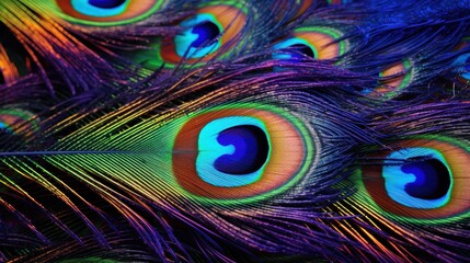 Peacock feathers in close-up
