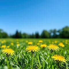 Vibrant Yellow Dandelion Field