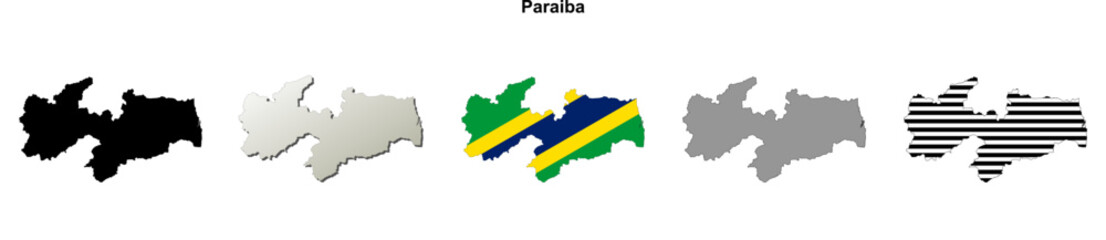 Obraz premium Paraiba state (Brazil) outline map set