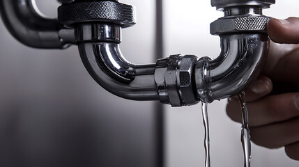 Obraz premium Leaking Pipe Being Repaired