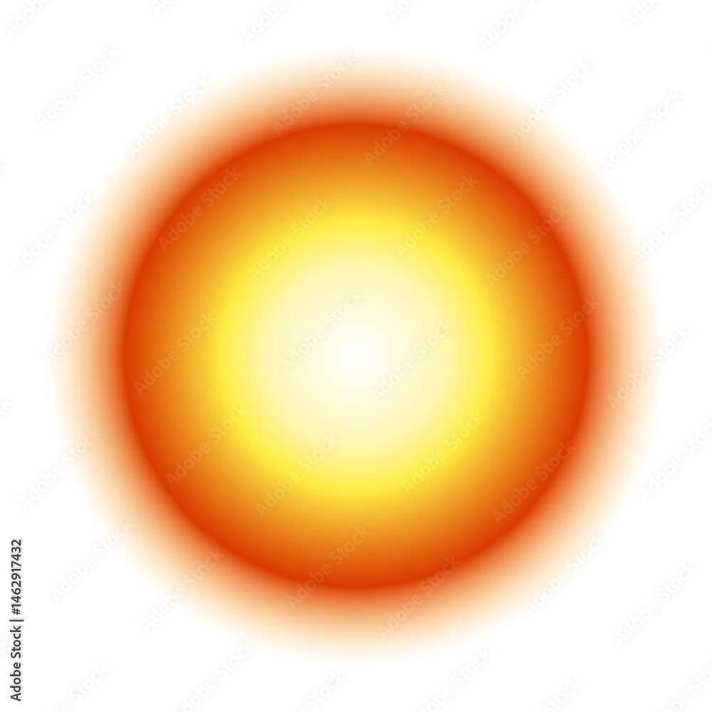 Wall mural sun bright orb on transparent background emits a powerful white center diffusing into yellow and the