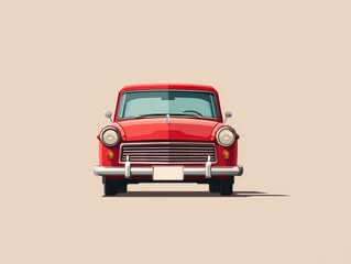 Front View of a Classic Red Car Illustration