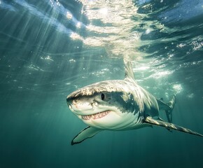 Fototapeta premium A juvenile great white shark