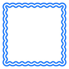 Blue Abstract Line Retro Border Icon. Bright Vibrant Positive Disco Frame Canvas. Pink and yellow Outline Line Curve Wavy Abstract Shape Decoration Isolated on Background	