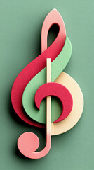 Fototapeta premium Colorful Abstract Treble Clef Symbol on Soft Green Background
