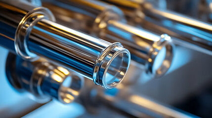 Obraz premium Close-Up of Polished Metal Pipes