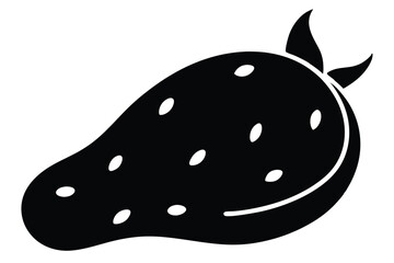 Simple black strawberry shows the outlines of the fruit and leaves overhead