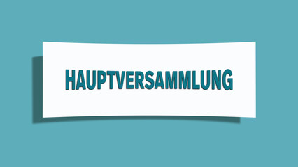 Hauptversammlung (general meeting) - A card isolated on light green background.