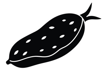 Monochrome melon with white seeds displays a simple, elegant vegetal silhouette and shape