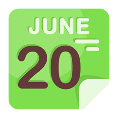 20 June Calendar Icon