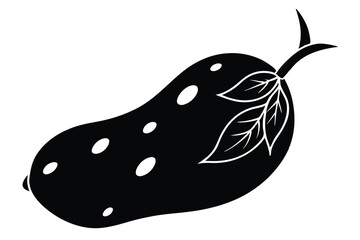 Black and white zucchini with leaf and stem create minimalist art