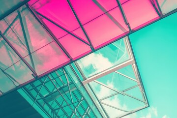 Fototapeta premium Vibrant architectural facade with contrasting colors.