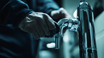 Hand Adjusting a Modern Faucet