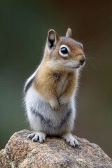Fototapeta premium Alert Least Chipmunk: A Serene Wildlife Portrait