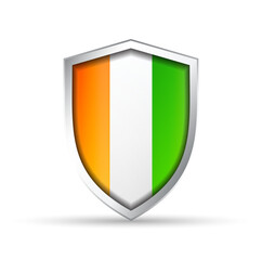 Ivory Coast (C&ocirc;te d'Ivoire) Flag Glossy Shield Icon
