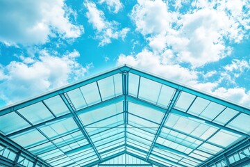 Elevated perspective of a modern translucent roof structure.