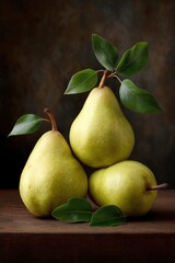 Three Pears: A Still Life of Lush Green Fruit