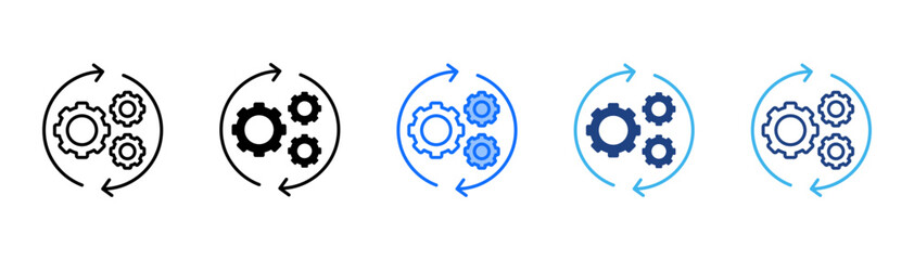 Continuous Icon Set With Multiple Style Collection 