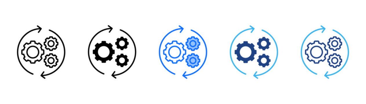 Continuous Icon Set With Multiple Style Collection 