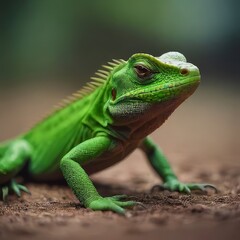 Obraz premium green lizard on a branch