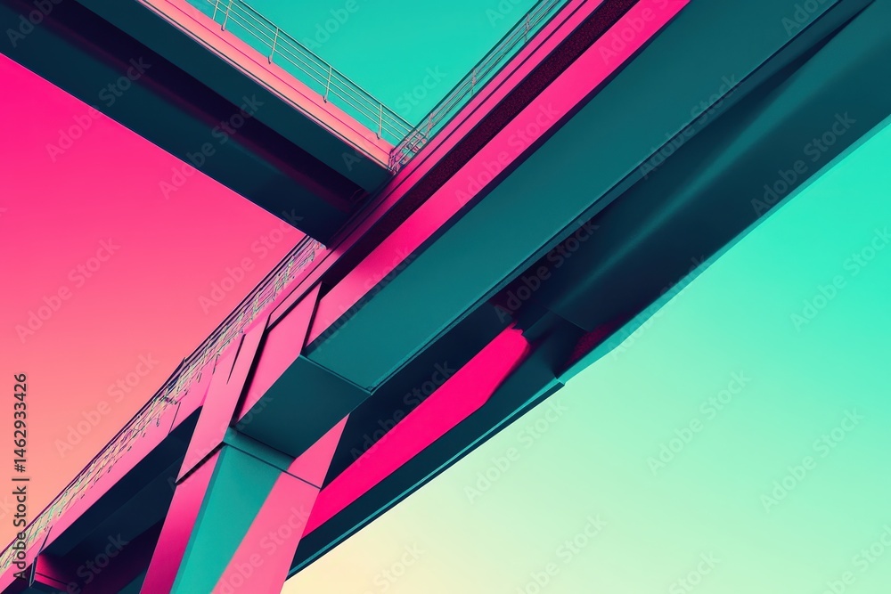 Aufkleber vibrant abstract view of intersecting metal structures.